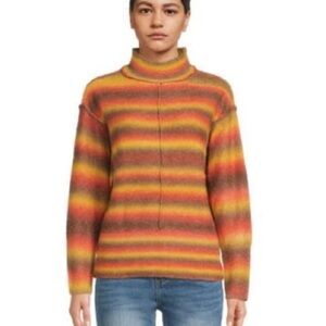Beachlunchlounge NEW sweater  Colorful‎ Ombre Mock Neck large